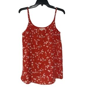 Pink Rose Ditsy Floral Sleeveless Tank Blouse Adjustable Strap - Size S